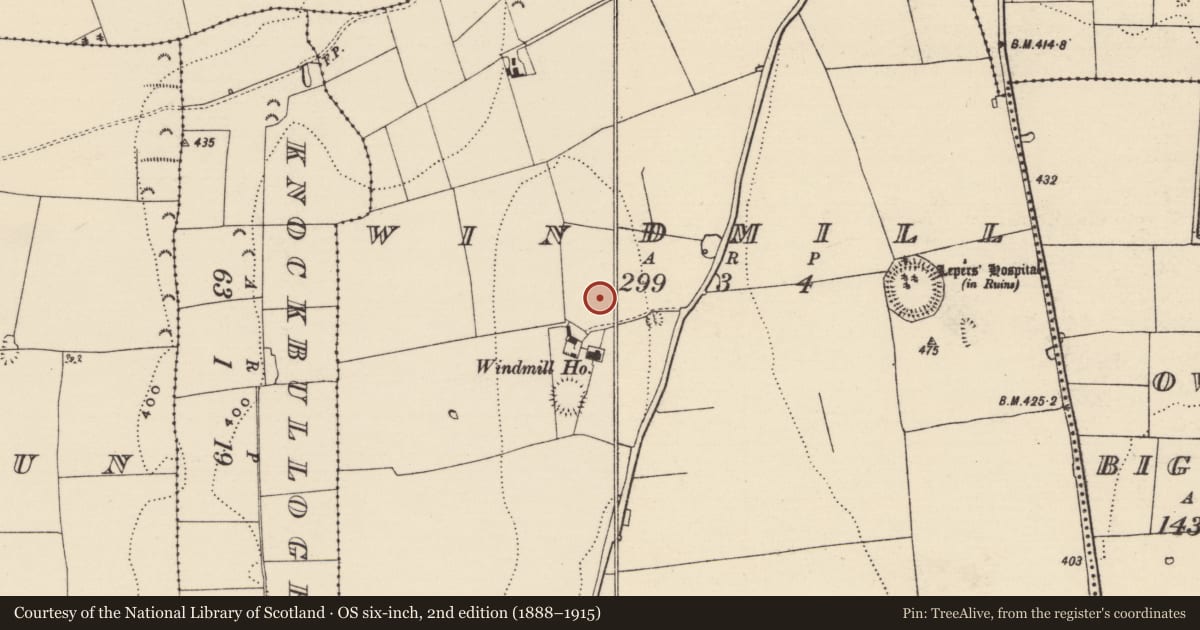 Ordnance Survey six-inch map, 2nd edition (1888–1915) covering the location of Enclosure, Windmill, County Tipperary South, with a pin at the register's coordinates