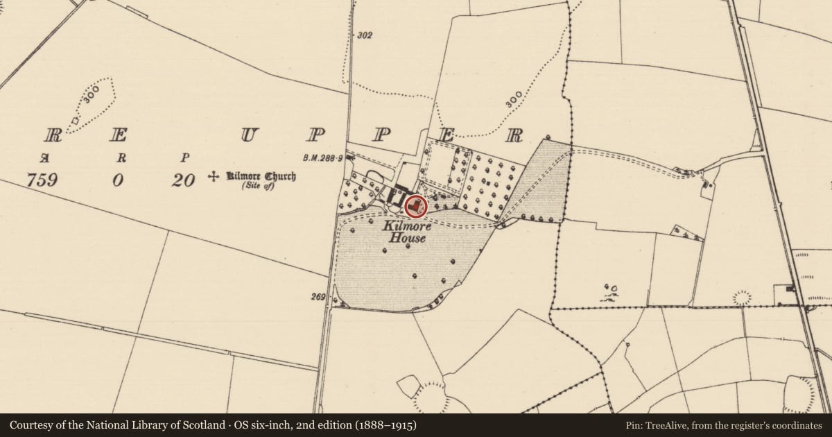 Ordnance Survey six-inch map, 2nd edition (1888–1915) covering the location of House - 17th century, Kilmore Upper, County Tipperary South, with a pin at the register's coordinates