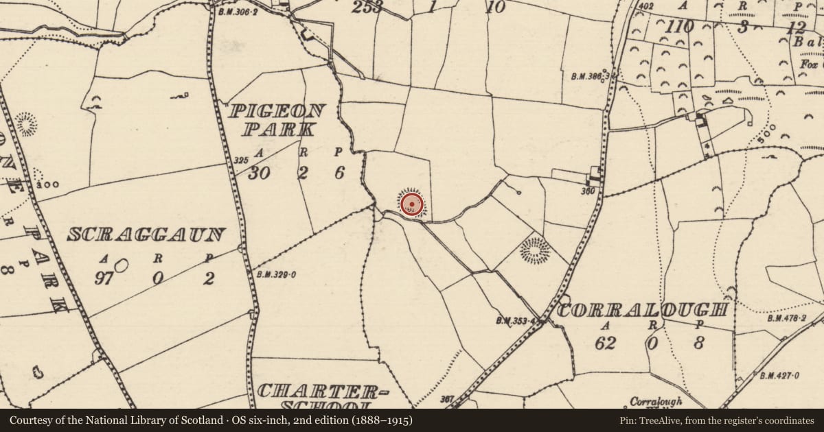 Ordnance Survey six-inch map, 2nd edition (1888–1915) covering the location of Enclosure, Deansgrove, County Tipperary South, with a pin at the register's coordinates