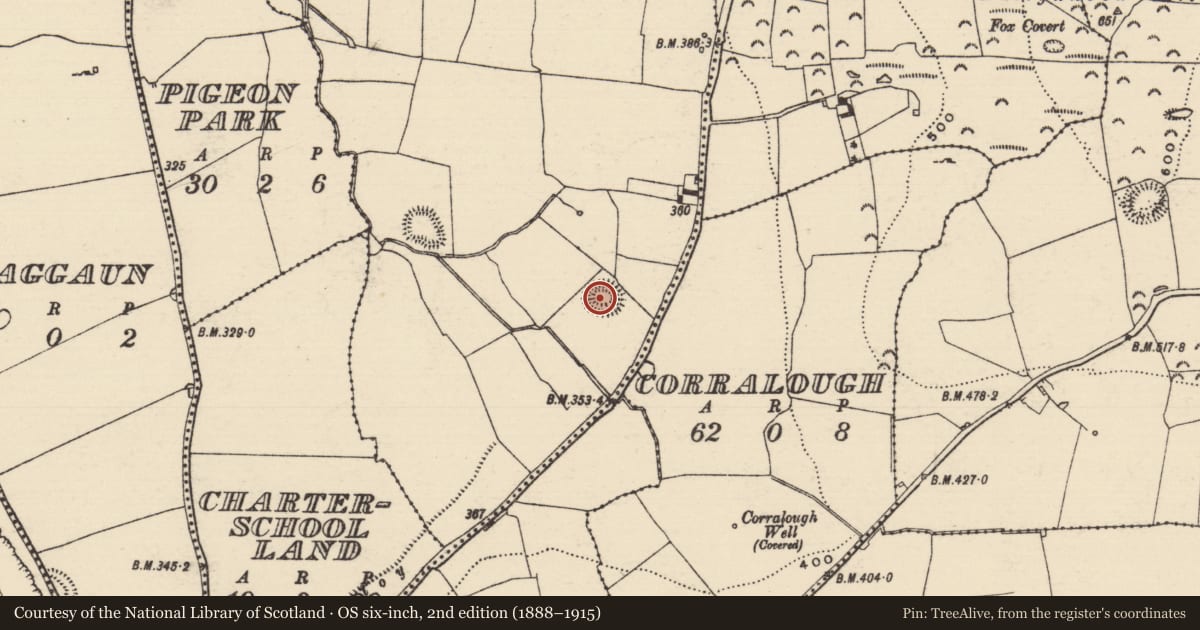 Ordnance Survey six-inch map, 2nd edition (1888–1915) covering the location of Enclosure, Deansgrove, County Tipperary South, with a pin at the register's coordinates