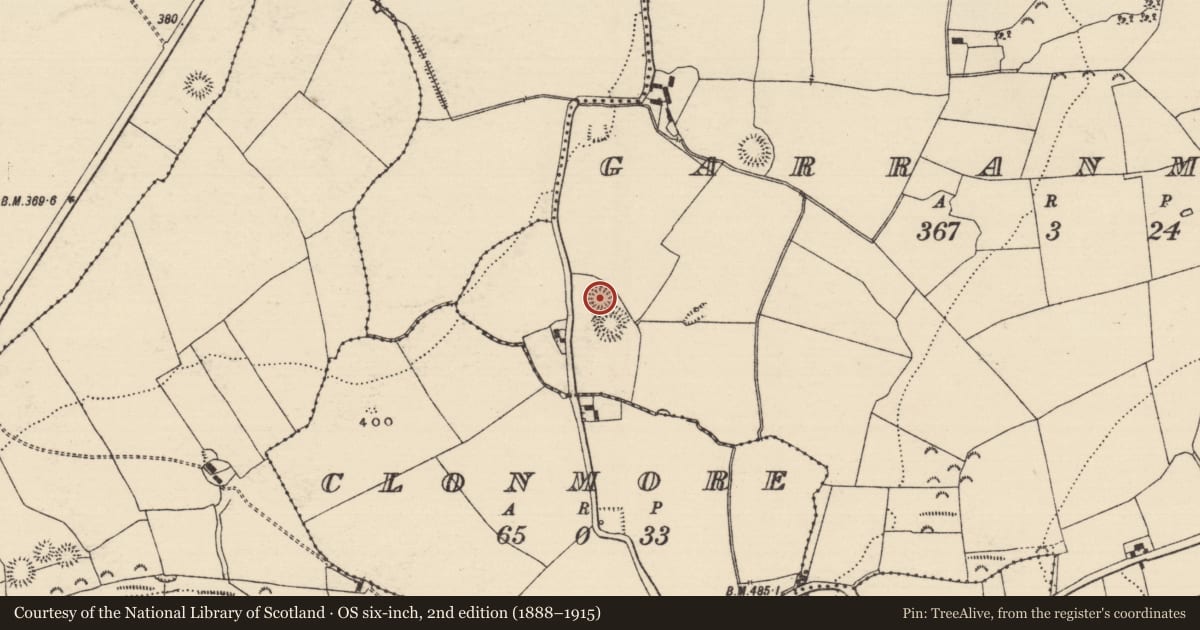Ordnance Survey six-inch map, 2nd edition (1888–1915) covering the location of Ringfort - rath, Garranmore (St. Patricksrock Par.), County Tipperary South, with a pin at the register's coordinates
