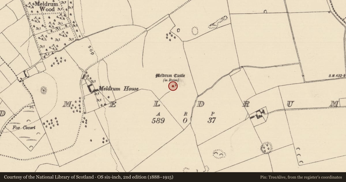 Ordnance Survey six-inch map, 2nd edition (1888–1915) covering the location of Bawn, Meldrum, County Tipperary South, with a pin at the register's coordinates