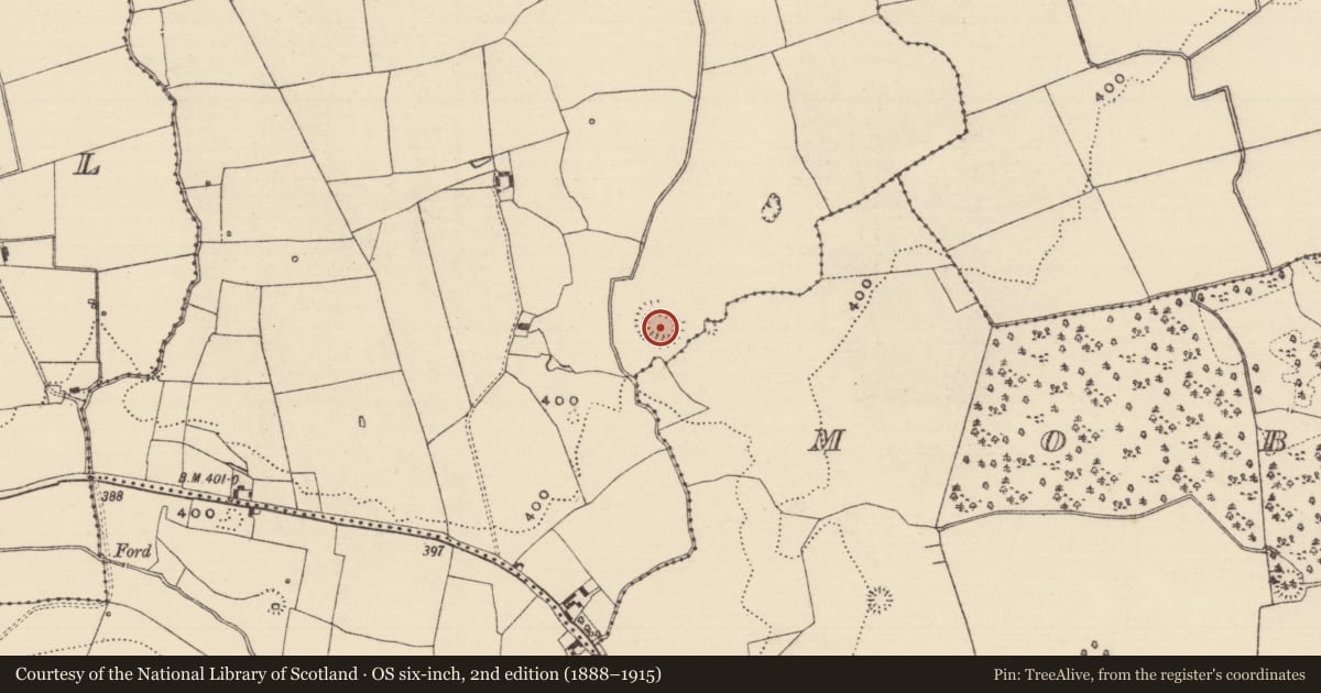 Ordnance Survey six-inch map, 2nd edition (1888–1915) covering the location of Ringfort - rath, Curraghtarsna, County Tipperary South, with a pin at the register's coordinates