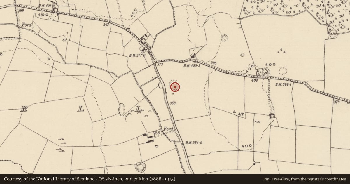 Ordnance Survey six-inch map, 2nd edition (1888–1915) covering the location of Moated site, Knockbrit, County Tipperary South, with a pin at the register's coordinates