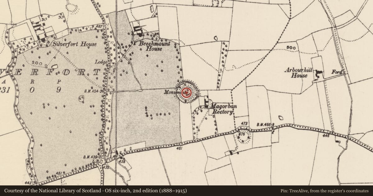 Ordnance Survey six-inch map, 2nd edition (1888–1915) covering the location of Ringfort - rath, Foulkstown, County Tipperary South, with a pin at the register's coordinates