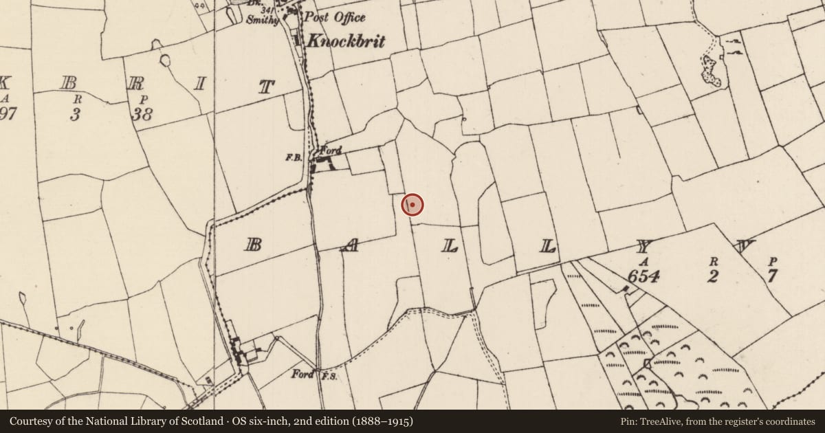 Ordnance Survey six-inch map, 2nd edition (1888–1915) covering the location of Enclosure, Ballyvadin (Magorban Par.), County Tipperary South, with a pin at the register's coordinates