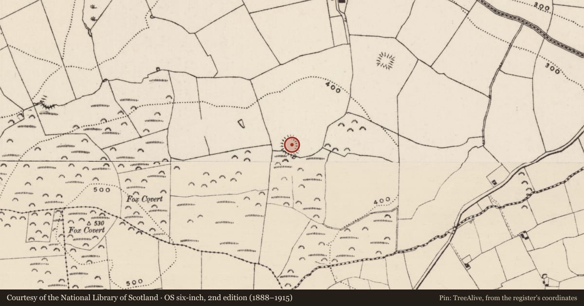 Ordnance Survey six-inch map, 2nd edition (1888–1915) covering the location of Enclosure, Knockkelly, County Tipperary South, with a pin at the register's coordinates