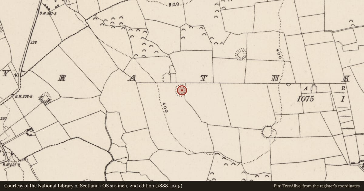 Ordnance Survey six-inch map, 2nd edition (1888–1915) covering the location of Enclosure, Rathkenny, County Tipperary South, with a pin at the register's coordinates