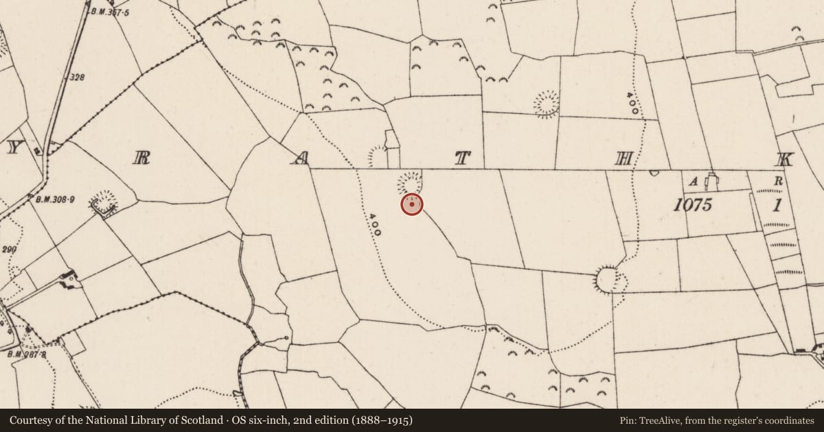 Ordnance Survey six-inch map, 2nd edition (1888–1915) covering the location of Enclosure, Rathkenny, County Tipperary South, with a pin at the register's coordinates