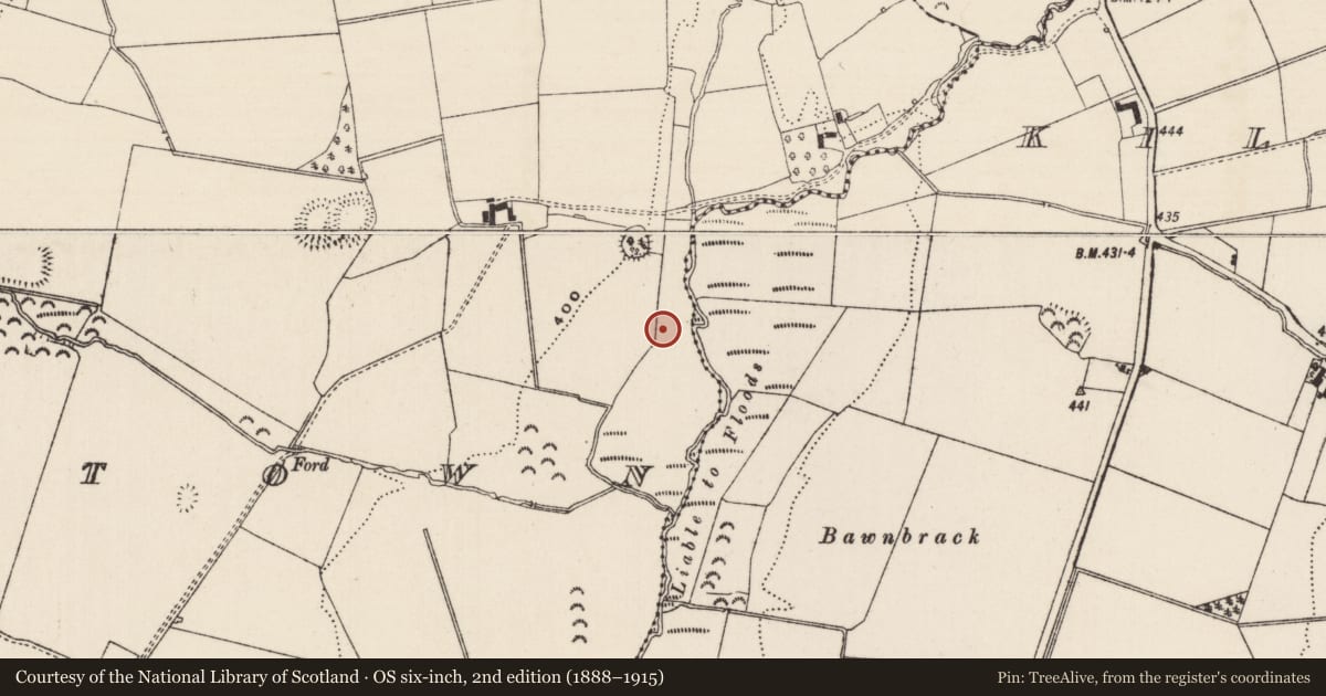 Ordnance Survey six-inch map, 2nd edition (1888–1915) covering the location of Enclosure, Mortlestown (Cooleagh Par.), County Tipperary South, with a pin at the register's coordinates