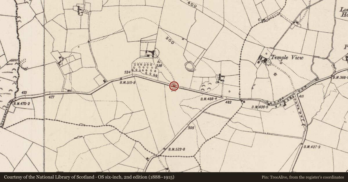 Ordnance Survey six-inch map, 2nd edition (1888–1915) covering the location of Architectural fragment, Corbally (Drangan), County Tipperary South, with a pin at the register's coordinates