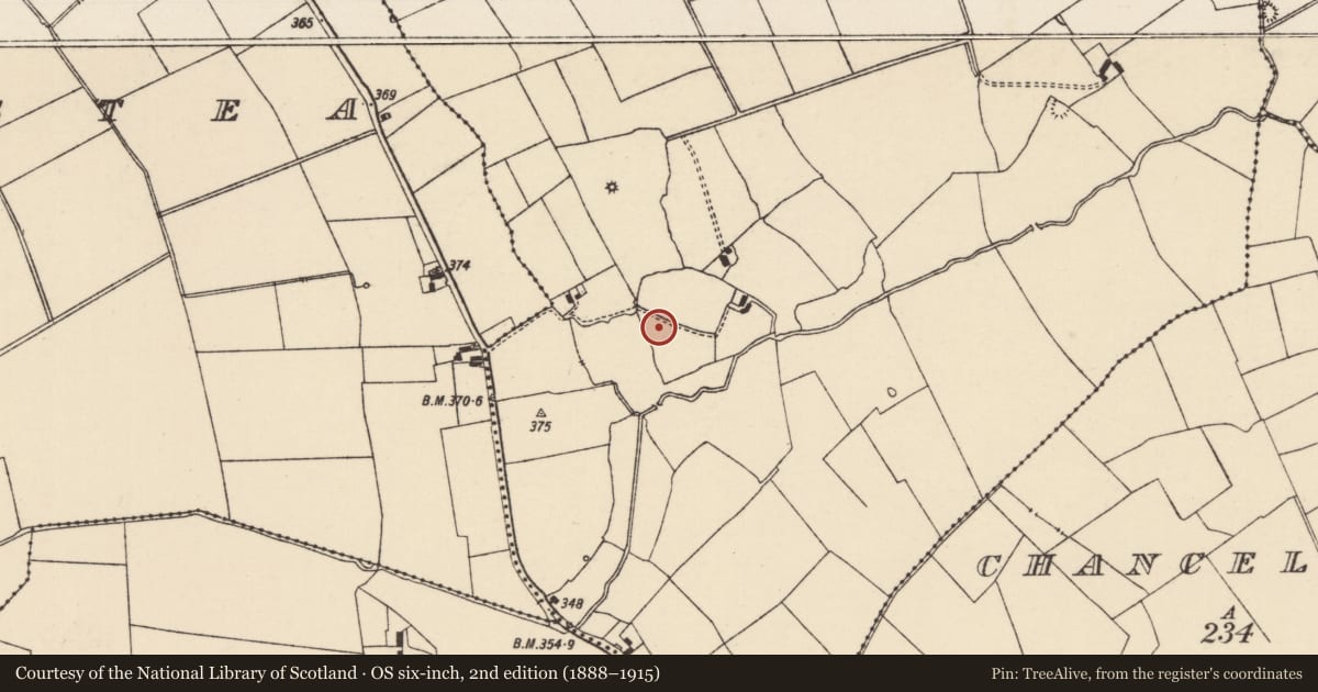 Ordnance Survey six-inch map, 2nd edition (1888–1915) covering the location of Enclosure, Duncummin, County Tipperary South, with a pin at the register's coordinates
