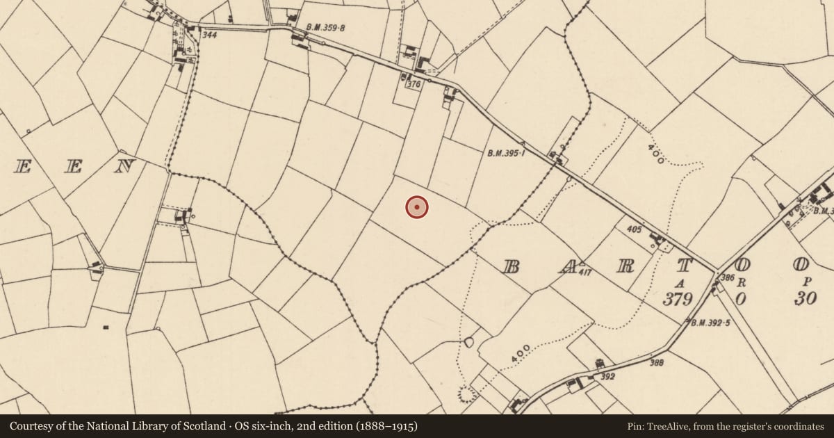 Ordnance Survey six-inch map, 2nd edition (1888–1915) covering the location of Barrow - unclassified, Ballyhone, County Tipperary South, with a pin at the register's coordinates