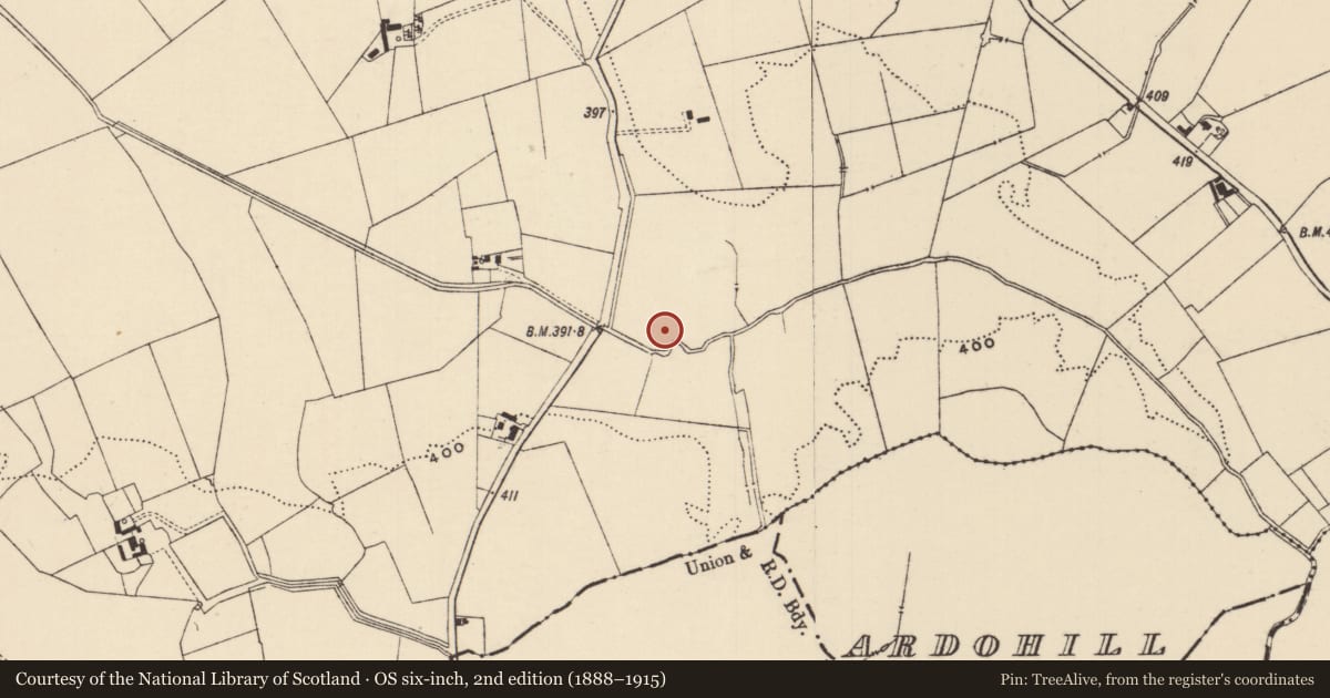 Ordnance Survey six-inch map, 2nd edition (1888–1915) covering the location of Barrow - unclassified, Moanmore (Emly Par.), County Tipperary South, with a pin at the register's coordinates