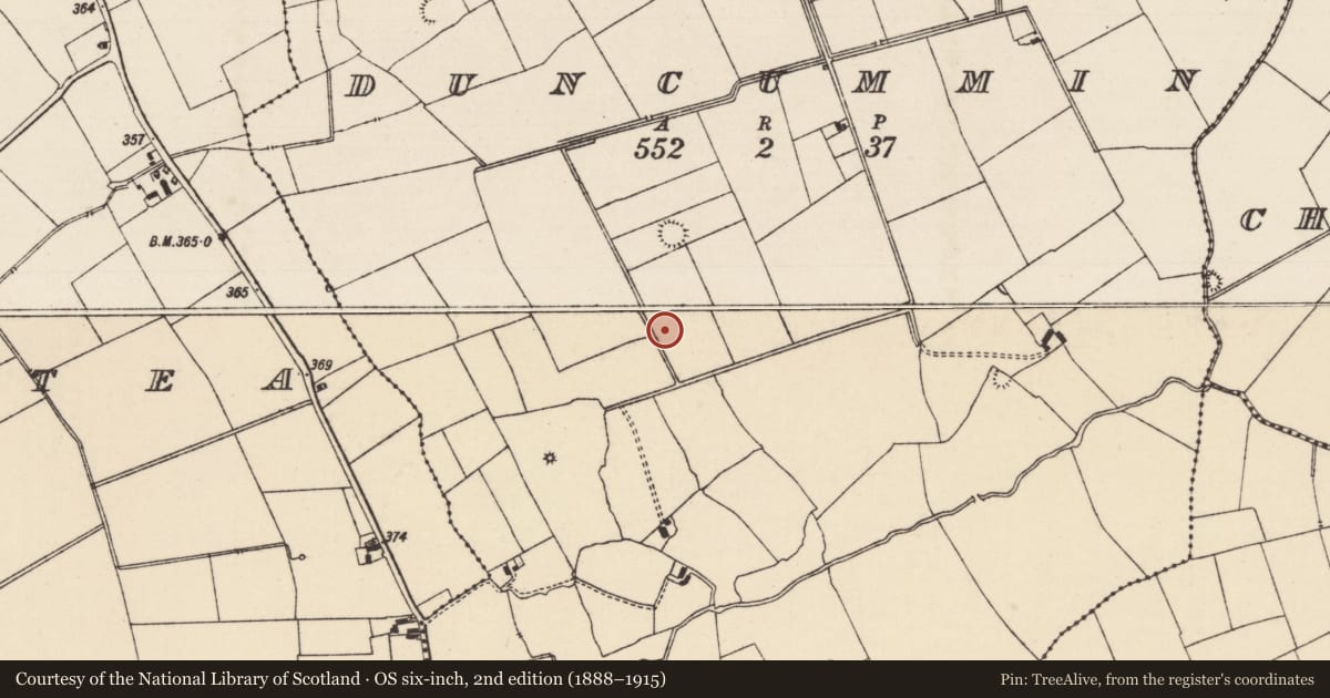 Ordnance Survey six-inch map, 2nd edition (1888–1915) covering the location of Barrow - ring-barrow, Duncummin, County Tipperary South, with a pin at the register's coordinates