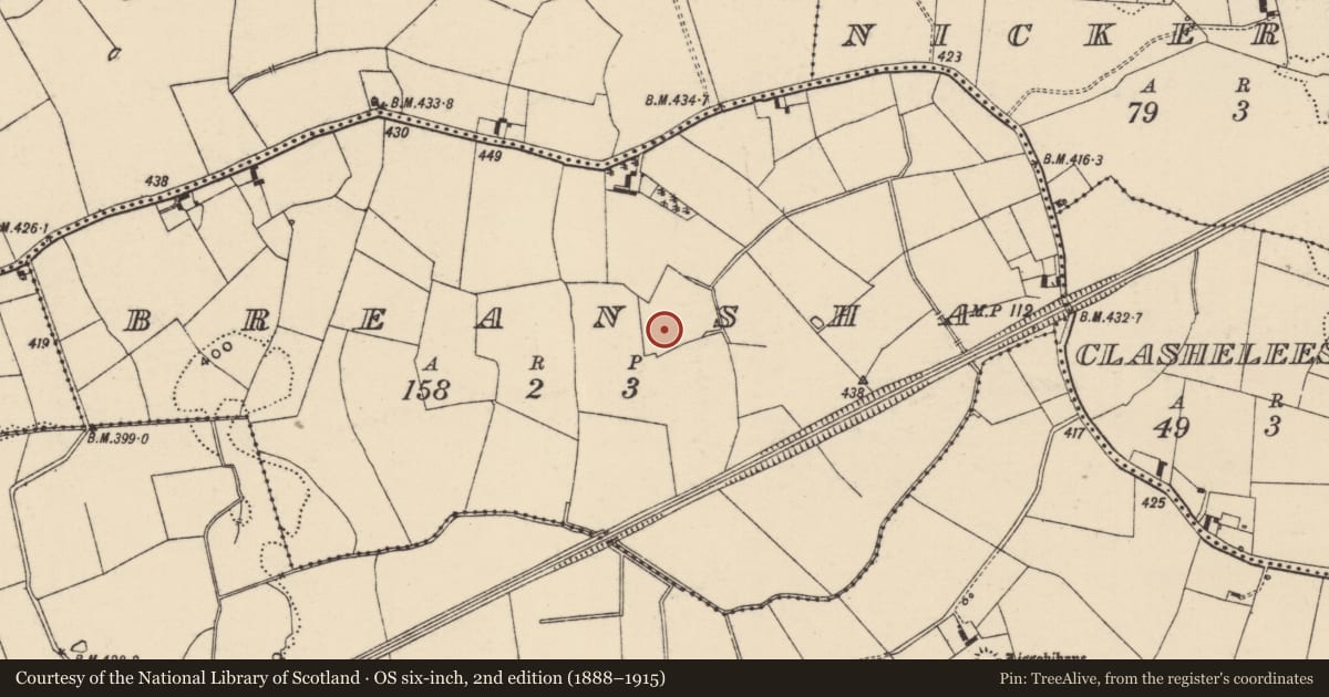 Ordnance Survey six-inch map, 2nd edition (1888–1915) covering the location of Barrow - unclassified, Breansha, County Tipperary South, with a pin at the register's coordinates