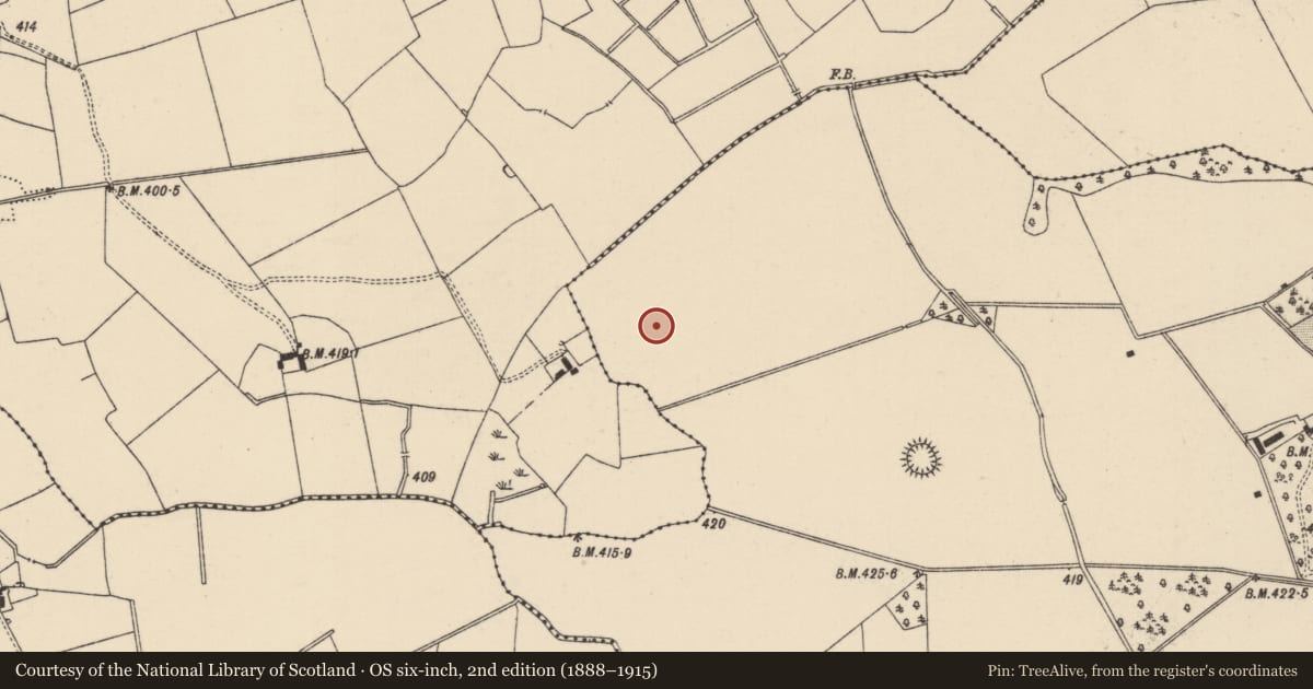 Ordnance Survey six-inch map, 2nd edition (1888–1915) covering the location of Barrow - ditch barrow, Mooresfort, County Tipperary South, with a pin at the register's coordinates