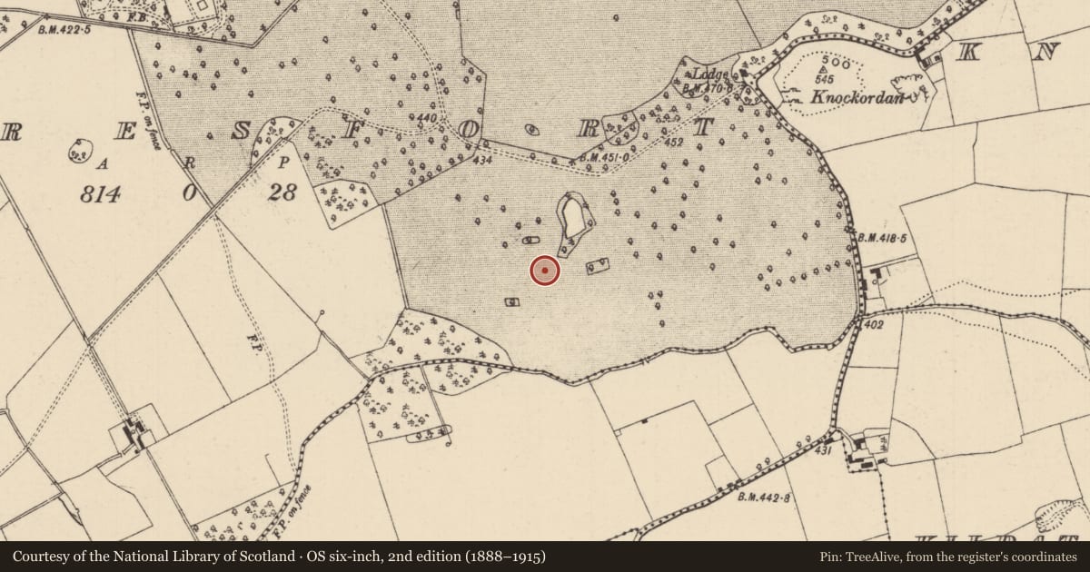 Ordnance Survey six-inch map, 2nd edition (1888–1915) covering the location of Enclosure, Mooresfort, County Tipperary South, with a pin at the register's coordinates