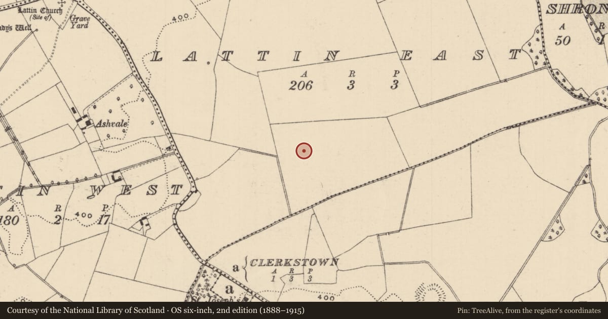 Ordnance Survey six-inch map, 2nd edition (1888–1915) covering the location of Barrow - ring-barrow, Lattin East, County Tipperary South, with a pin at the register's coordinates