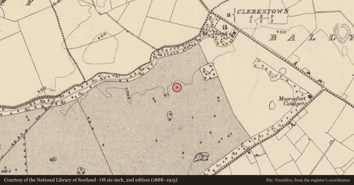Ordnance Survey six-inch map, 2nd edition (1888–1915) covering the location of Barrow - unclassified, Mooresfort, County Tipperary South, with a pin at the register's coordinates