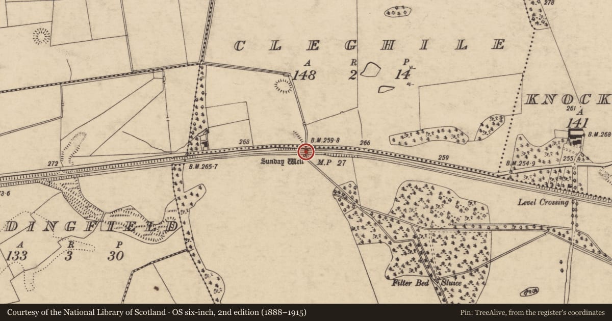Ordnance Survey six-inch map, 2nd edition (1888–1915) covering the location of Ritual site - holy well, Springhouse, County Tipperary South, with a pin at the register's coordinates
