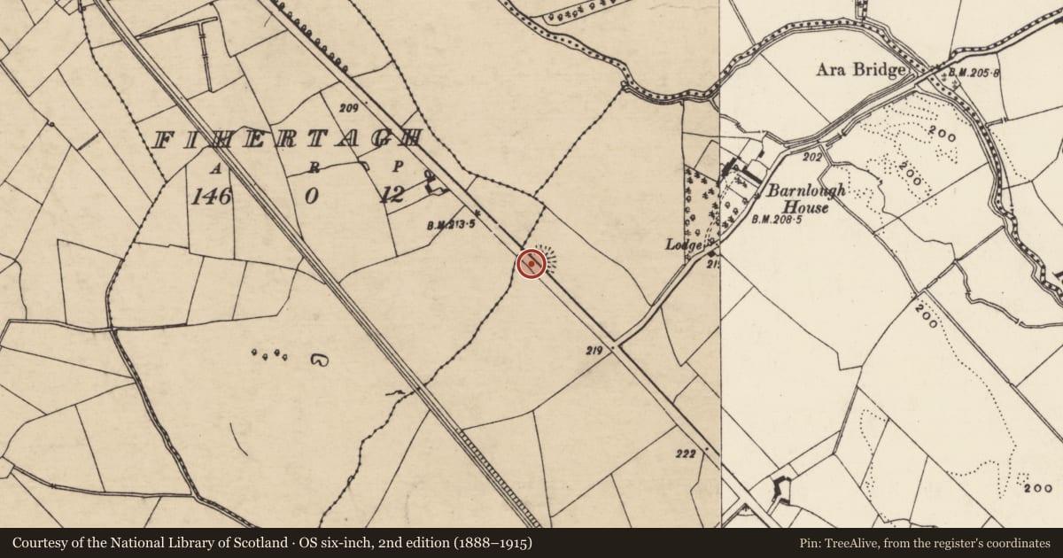 Ordnance Survey six-inch map, 2nd edition (1888–1915) covering the location of Ringfort - rath, Barnlough, County Tipperary South, with a pin at the register's coordinates