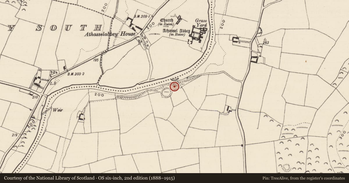 Ordnance Survey six-inch map, 2nd edition (1888–1915) covering the location of Earthwork, Cloghleigh (Relickmurray & Athassel Par.), County Tipperary South, with a pin at the register's coordinates