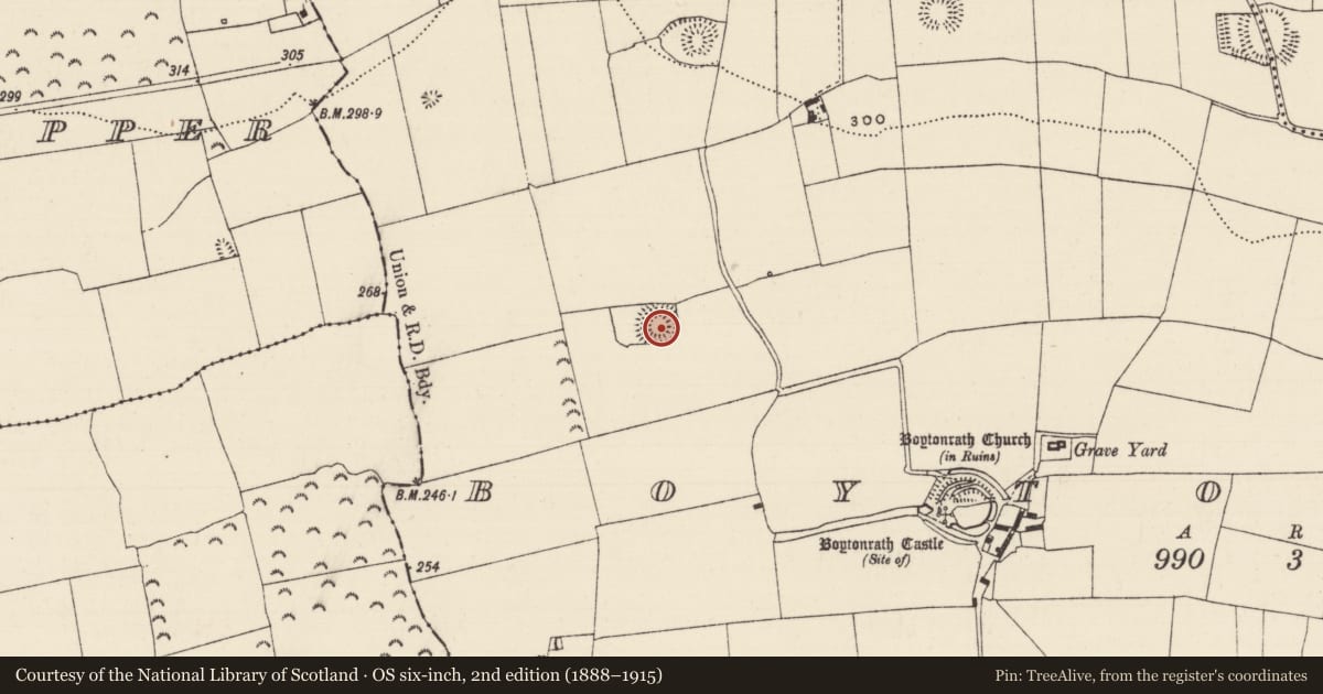 Ordnance Survey six-inch map, 2nd edition (1888–1915) covering the location of Ringfort - rath, Boytonrath, County Tipperary South, with a pin at the register's coordinates