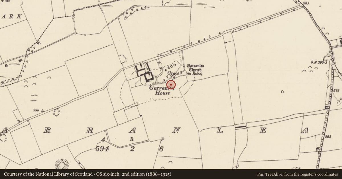Ordnance Survey six-inch map, 2nd edition (1888–1915) covering the location of House - 17th century, Garranlea, County Tipperary South, with a pin at the register's coordinates