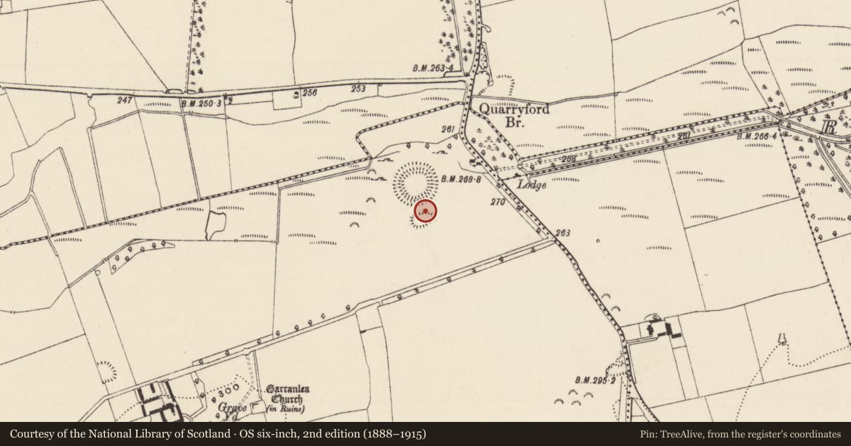Ordnance Survey six-inch map, 2nd edition (1888–1915) covering the location of Earthwork, Garranlea, County Tipperary South, with a pin at the register's coordinates