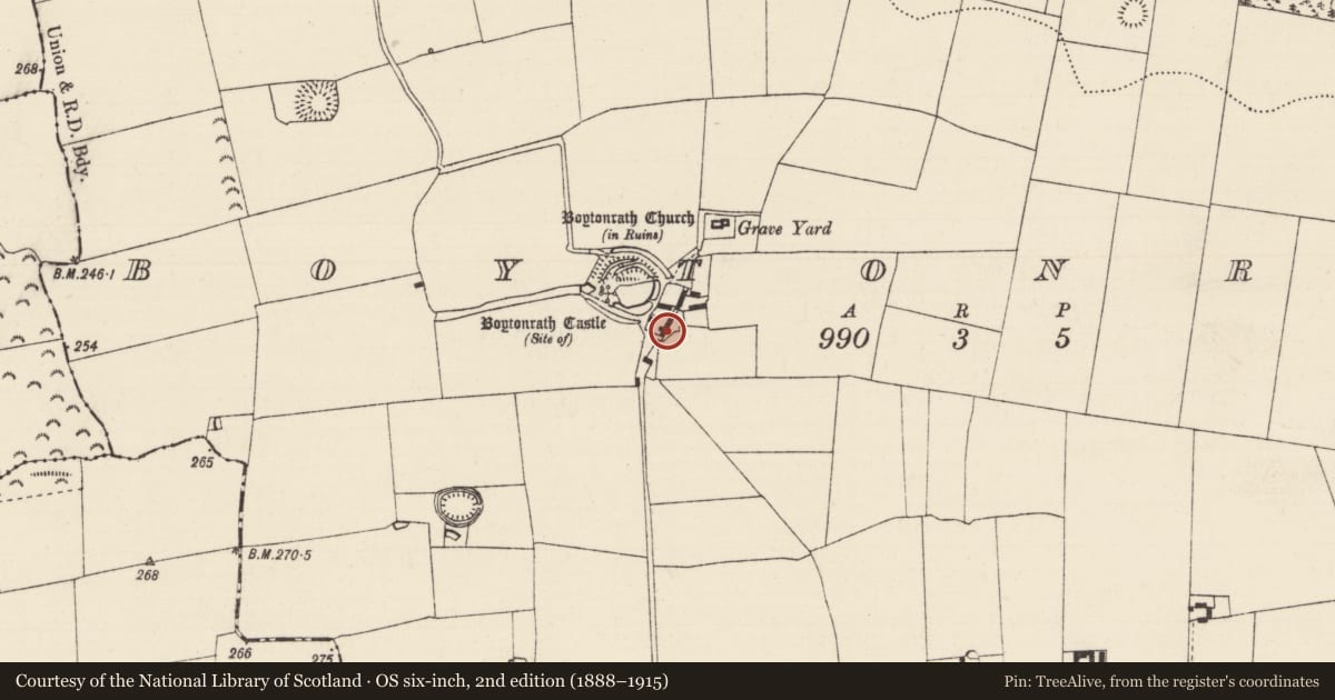 Ordnance Survey six-inch map, 2nd edition (1888–1915) covering the location of House - 17th century, Boytonrath, County Tipperary South, with a pin at the register's coordinates