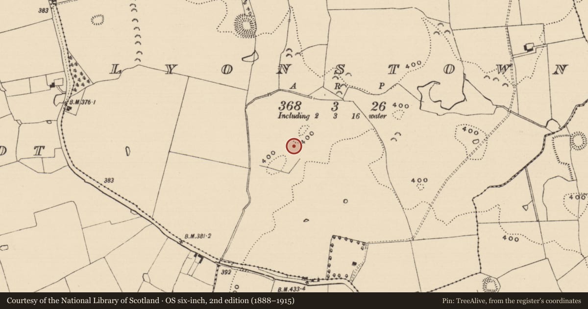 Ordnance Survey six-inch map, 2nd edition (1888–1915) covering the location of Enclosure, Lyonstown, County Tipperary South, with a pin at the register's coordinates