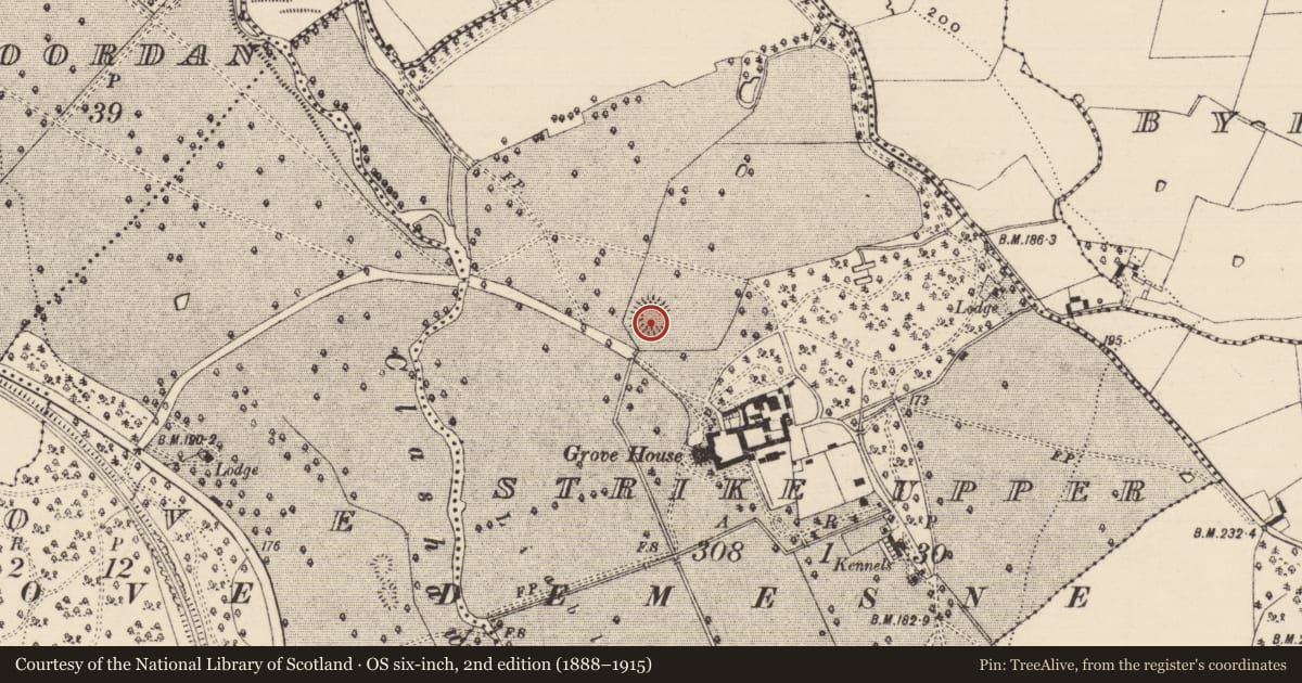 Ordnance Survey six-inch map, 2nd edition (1888–1915) covering the location of Ringfort - rath, Strike Upper, County Tipperary South, with a pin at the register's coordinates