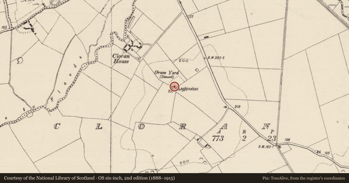 Ordnance Survey six-inch map, 2nd edition (1888–1915) covering the location of Stone sculpture, Cloran Old, County Tipperary South, with a pin at the register's coordinates