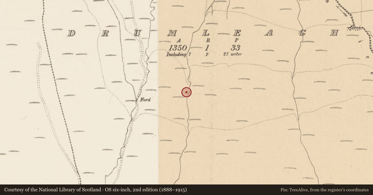 Ordnance Survey six-inch map, 2nd edition (1888–1915) covering the location of House - indeterminate date, Drumleagh, County Tipperary South, with a pin at the register's coordinates