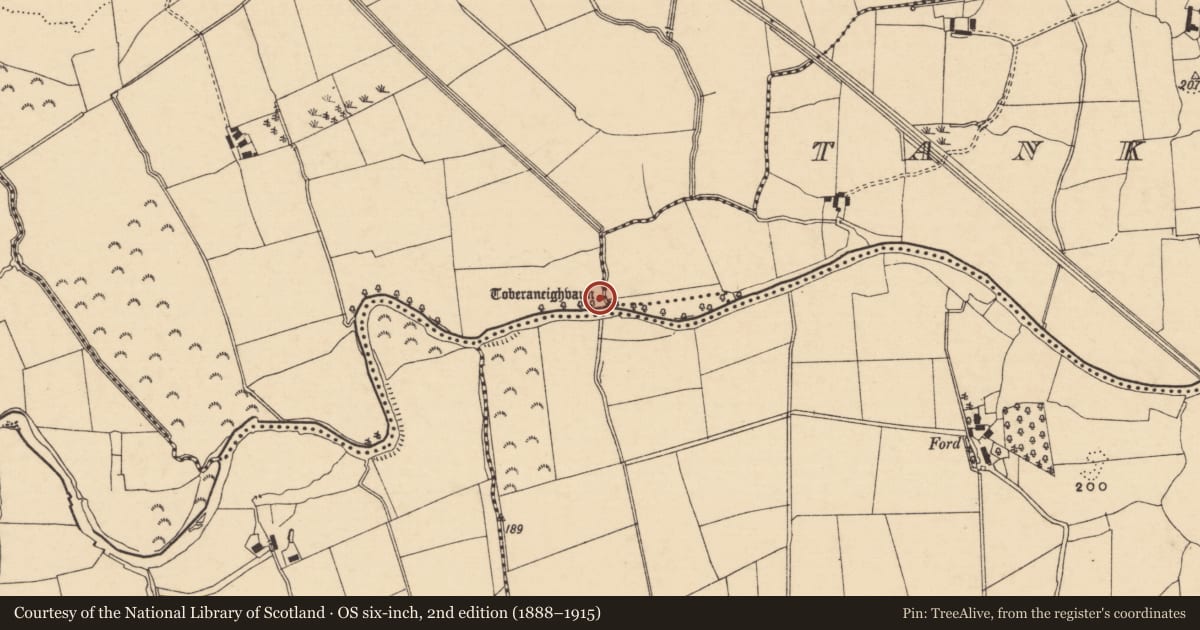 Ordnance Survey six-inch map, 2nd edition (1888–1915) covering the location of Well, Barnlough, County Tipperary South, with a pin at the register's coordinates