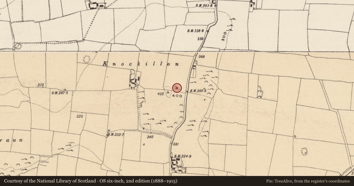 Ordnance Survey six-inch map, 2nd edition (1888–1915) covering the location of Barrow - mound barrow, Knockgraffon, County Tipperary South, with a pin at the register's coordinates