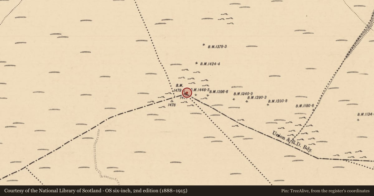Ordnance Survey six-inch map, 2nd edition (1888–1915) covering the location of Cairn - unclassified, County Tipperary South, with a pin at the register's coordinates