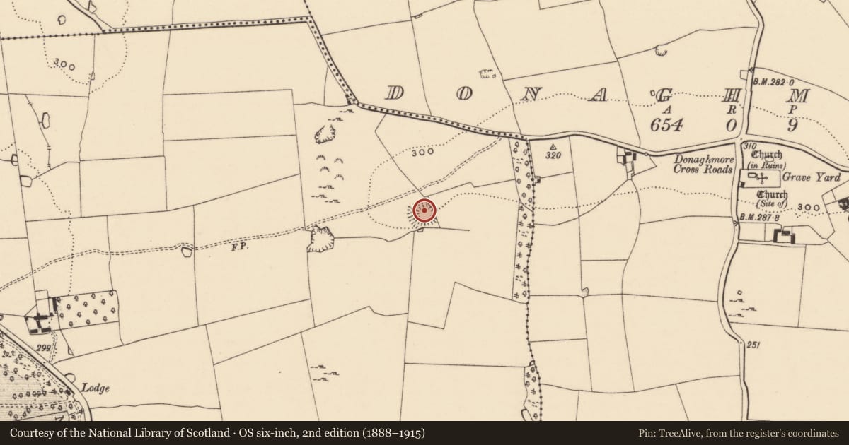 Ordnance Survey six-inch map, 2nd edition (1888–1915) covering the location of Ringfort - rath, Knockeevan, County Tipperary South, with a pin at the register's coordinates