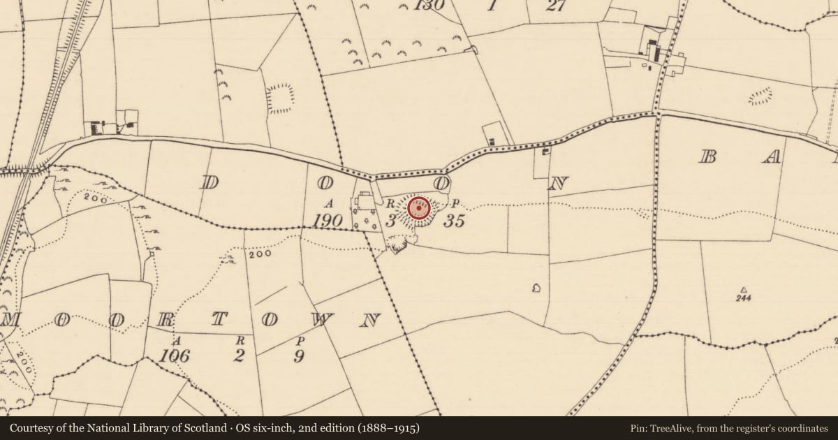 Ordnance Survey six-inch map, 2nd edition (1888–1915) covering the location of Enclosure, Doon (Kilgrant Par.), County Tipperary South, with a pin at the register's coordinates