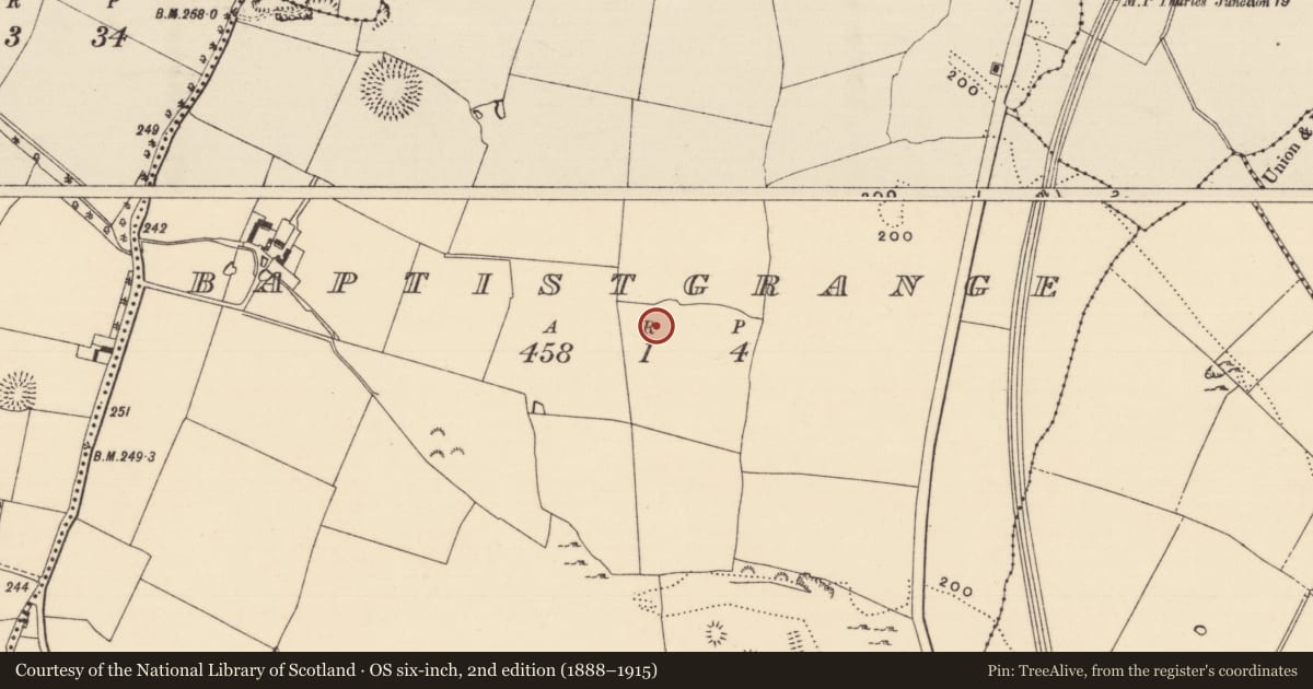 Ordnance Survey six-inch map, 2nd edition (1888–1915) covering the location of Enclosure, Baptistgrange, County Tipperary South, with a pin at the register's coordinates