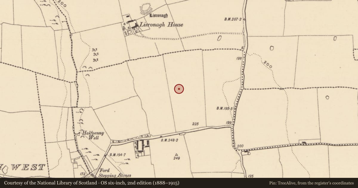 Ordnance Survey six-inch map, 2nd edition (1888–1915) covering the location of Enclosure, Caherclogh, County Tipperary South, with a pin at the register's coordinates