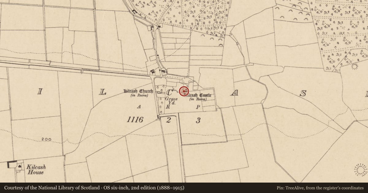 Ordnance Survey six-inch map, 2nd edition (1888–1915) covering the location of House - 17th century, Kilcash, County Tipperary South, with a pin at the register's coordinates