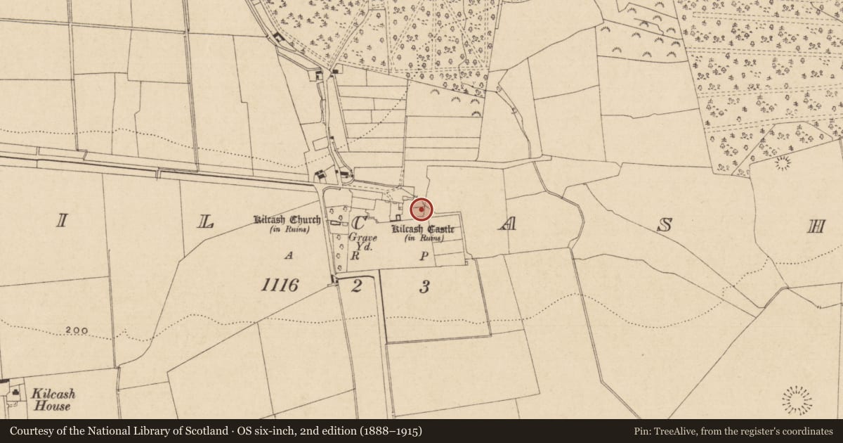 Ordnance Survey six-inch map, 2nd edition (1888–1915) covering the location of Bakery, Kilcash, County Tipperary South, with a pin at the register's coordinates