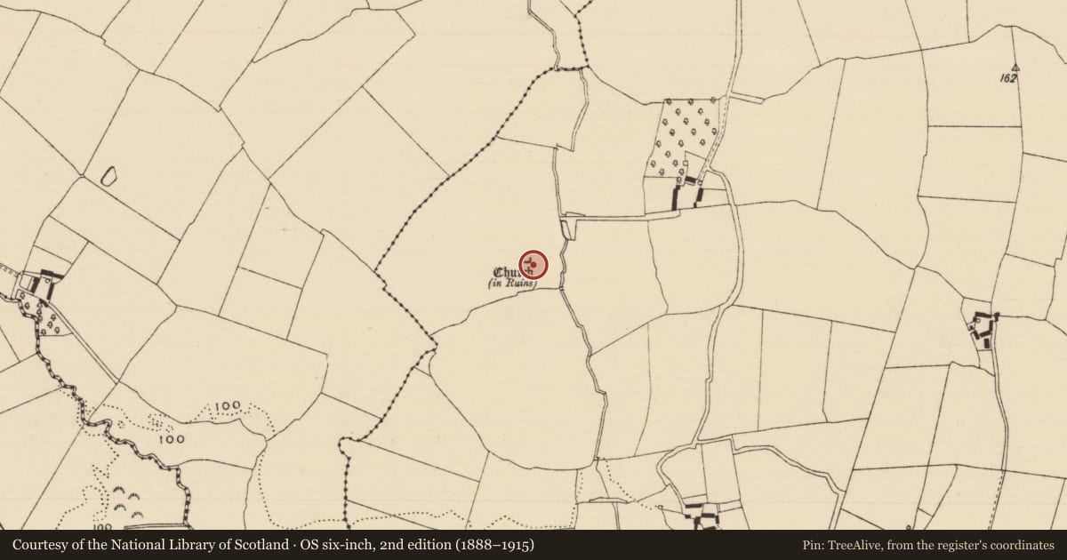 Ordnance Survey six-inch map, 2nd edition (1888–1915) covering the location of Graveyard, MacReary, County Tipperary South, with a pin at the register's coordinates