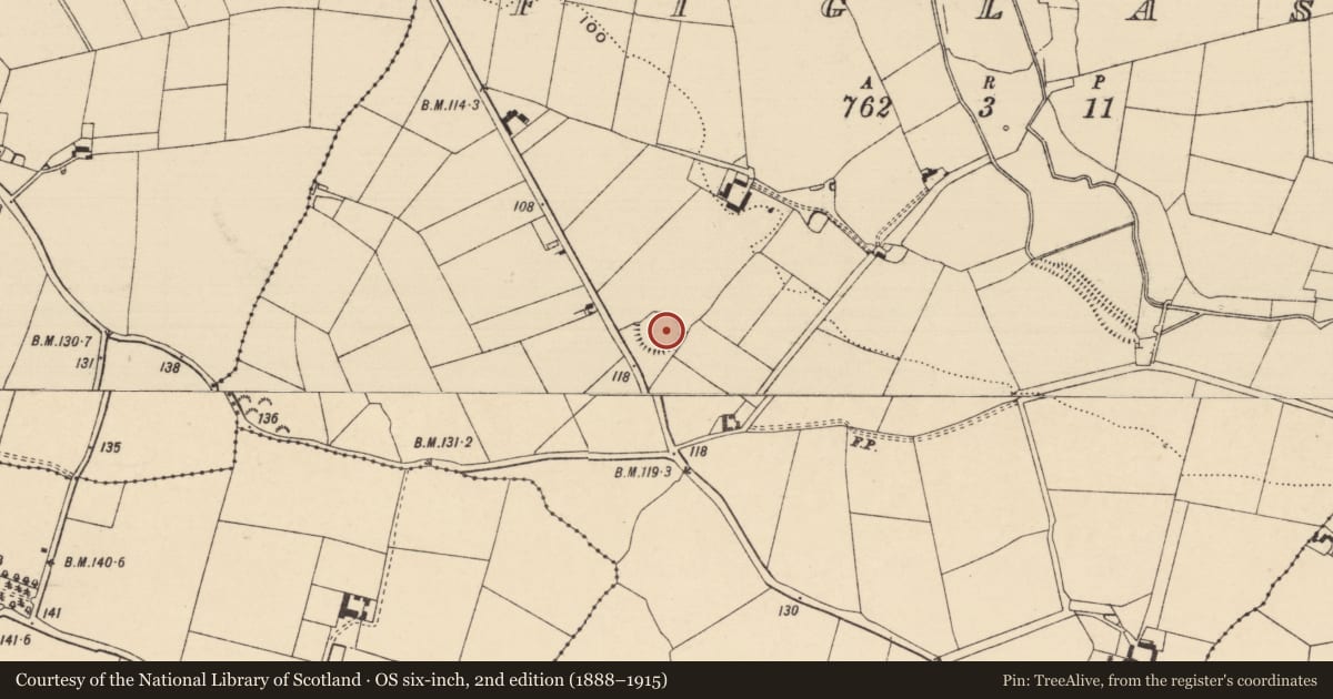 Ordnance Survey six-inch map, 2nd edition (1888–1915) covering the location of Enclosure, Figlash, County Tipperary South, with a pin at the register's coordinates