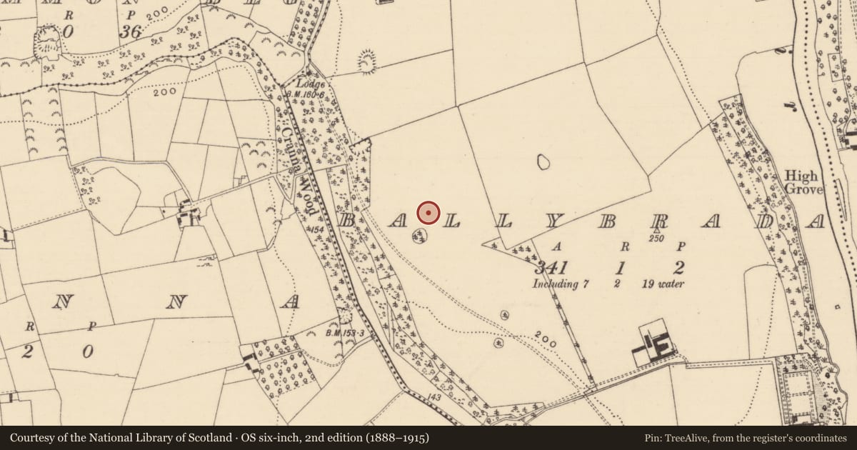 Ordnance Survey six-inch map, 2nd edition (1888–1915) covering the location of Enclosure, Ballybrada, County Tipperary South, with a pin at the register's coordinates