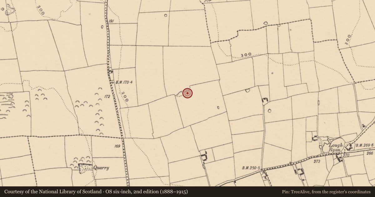 Ordnance Survey six-inch map, 2nd edition (1888–1915) covering the location of Ringfort - rath, Kilmaloge, County Tipperary South, with a pin at the register's coordinates