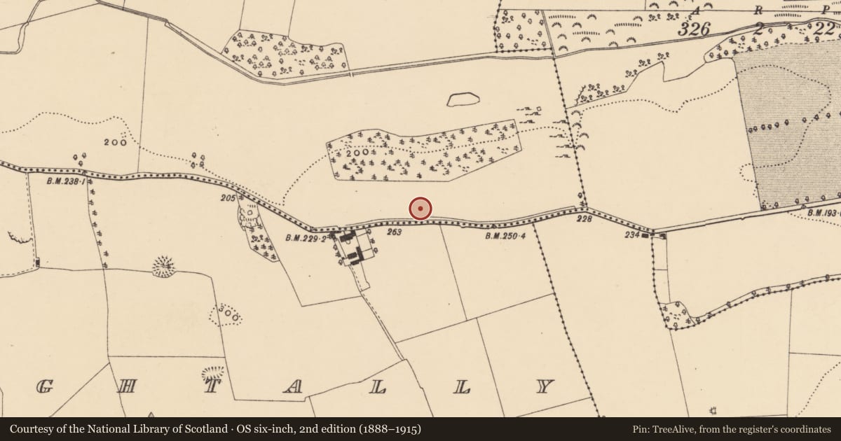 Ordnance Survey six-inch map, 2nd edition (1888–1915) covering the location of Enclosure, Barn Demesne (Inishlounaght Par.), County Tipperary South, with a pin at the register's coordinates