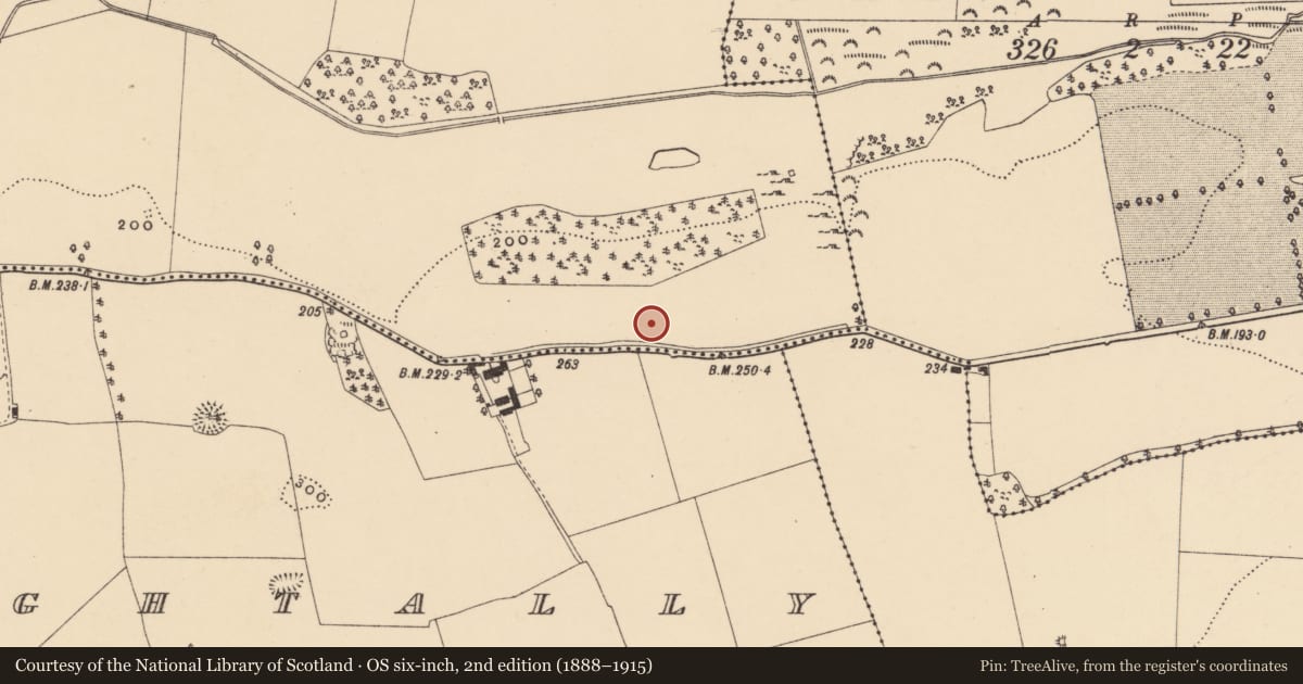 Ordnance Survey six-inch map, 2nd edition (1888–1915) covering the location of Enclosure, Barn Demesne (Inishlounaght Par.), County Tipperary South, with a pin at the register's coordinates